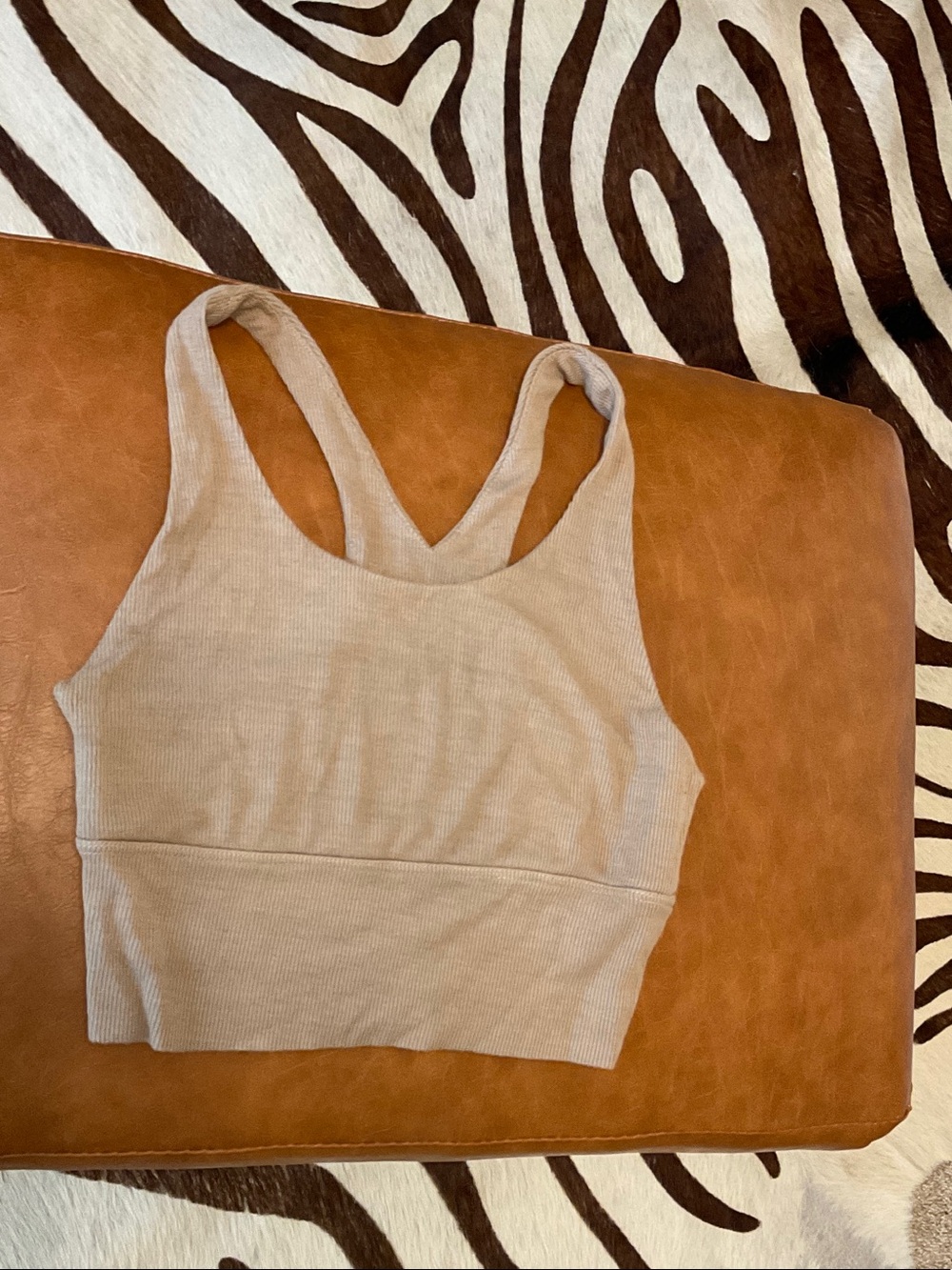 Joah Brown Ribbed Crop Top/Sports Bra